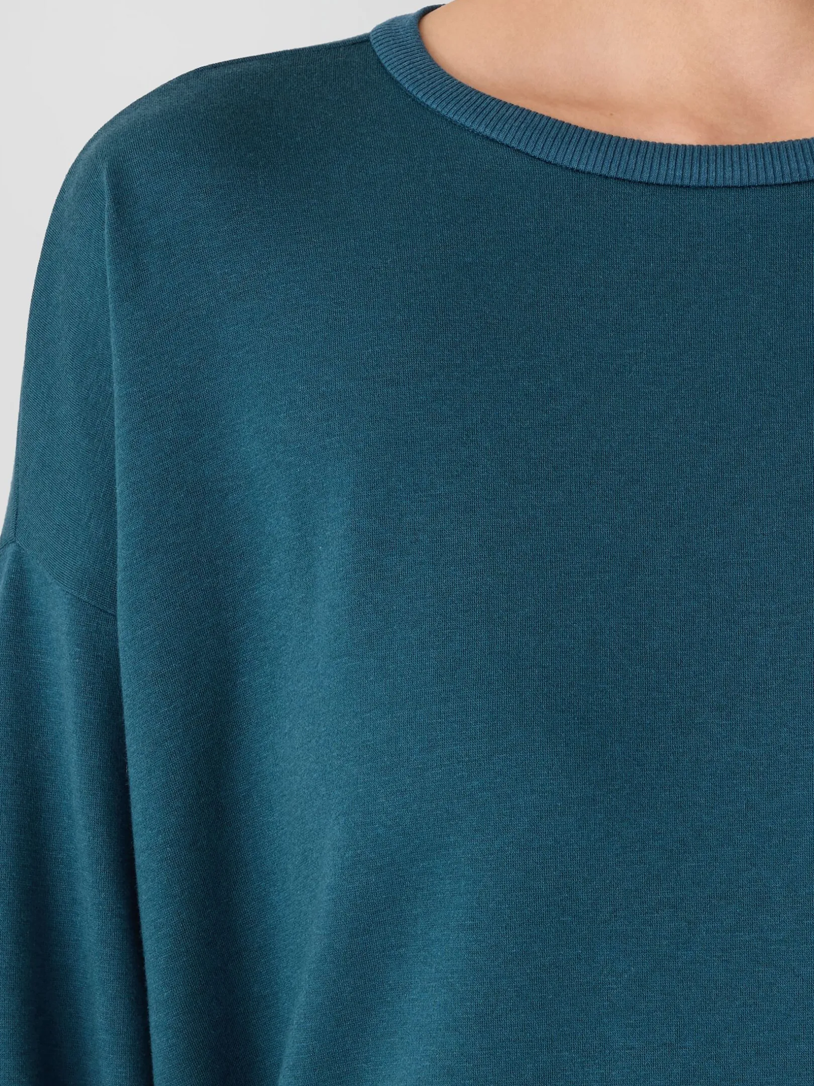 Cozy Brushed Terry Hug Round Neck Box-Top