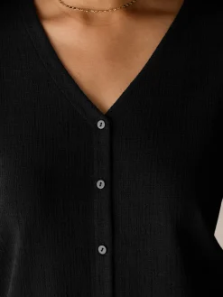 Cross Hatch Stretch Jersey Button-Front Top