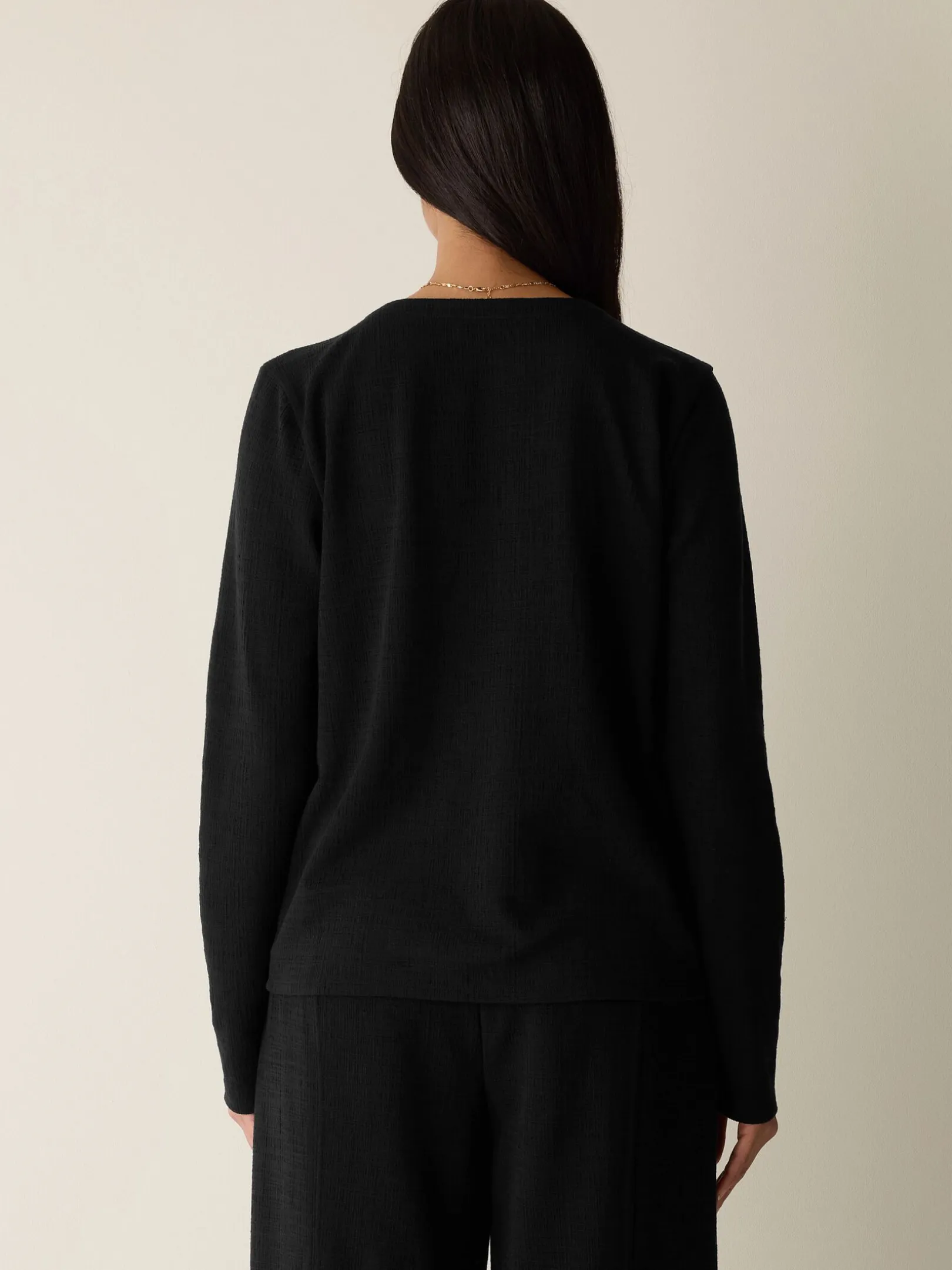 Cross Hatch Stretch Jersey Button-Front Top