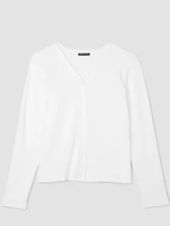 Cross Hatch Stretch Jersey Button-Front Top