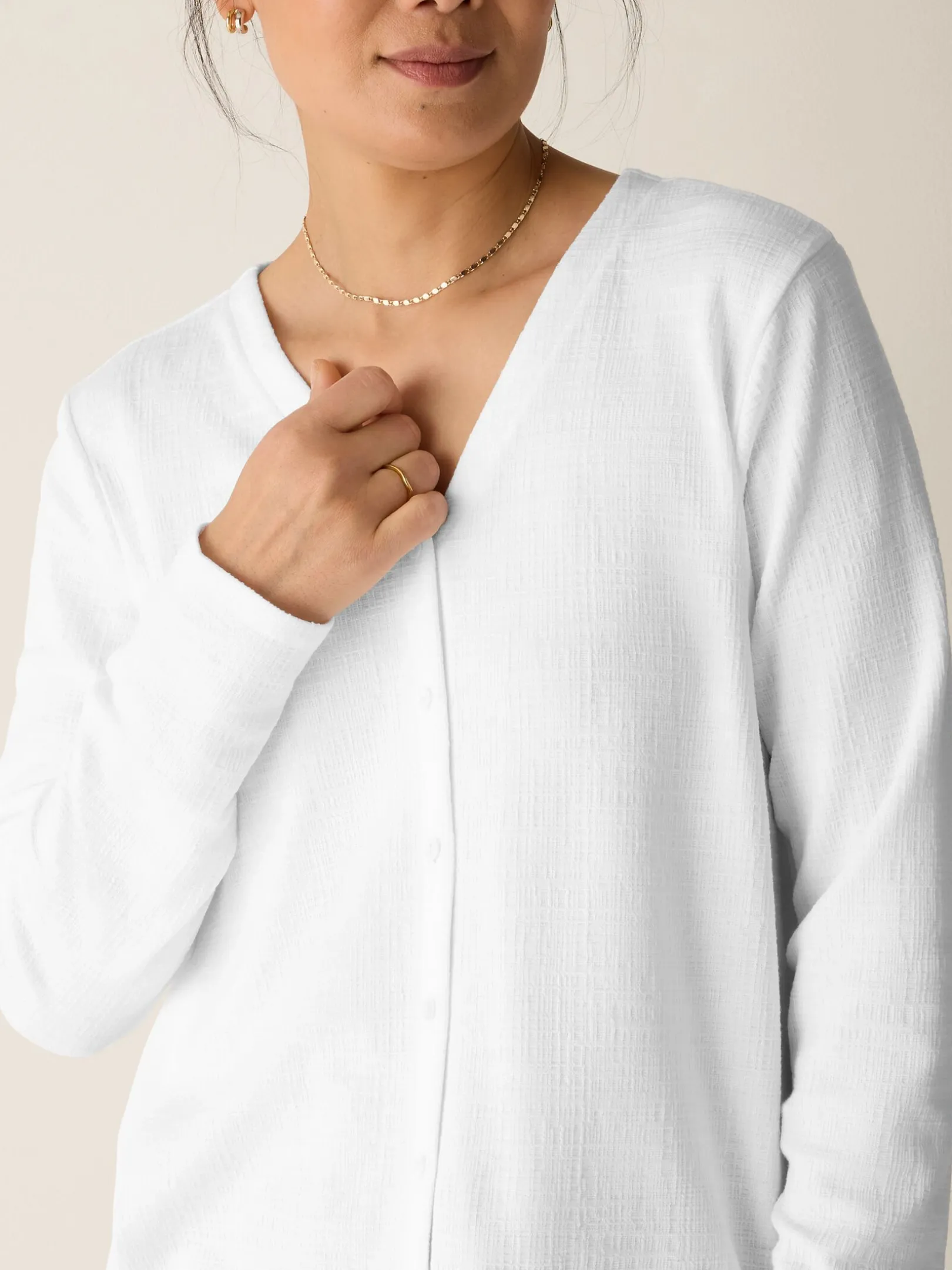 Cross Hatch Stretch Jersey Button-Front Top