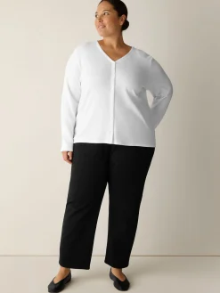 Cross Hatch Stretch Jersey Button-Front Top