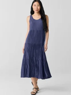 Crushed Silk Tiered Dress