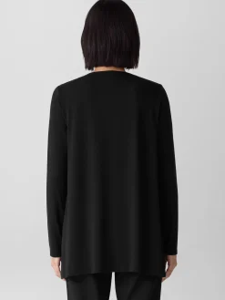 Fine Stretch Jersey Knit V-Neck Long Top