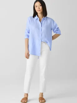 Garment-Dyed Organic Cotton Denim Cropped Jean