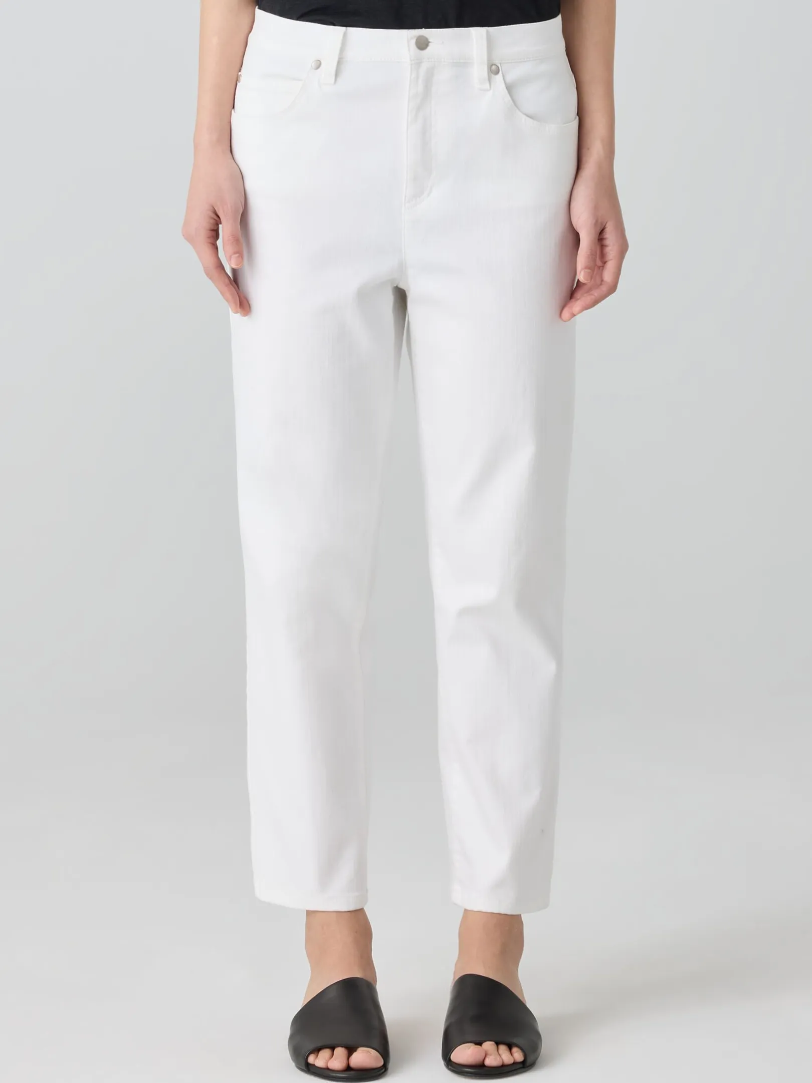 Garment-Dyed Organic Cotton Denim Cropped Jean