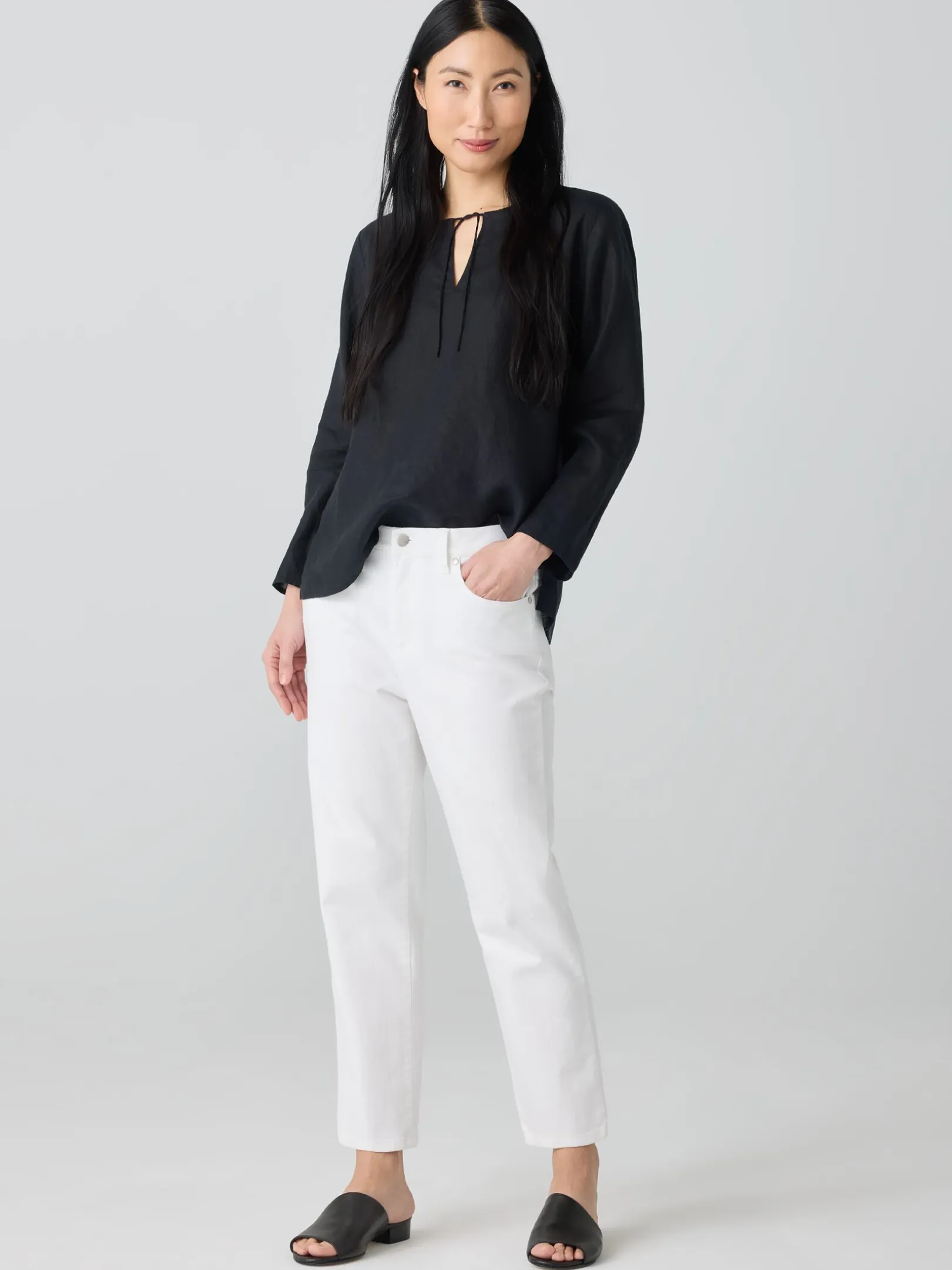 Garment-Dyed Organic Cotton Denim Cropped Jean