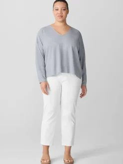 Garment-Dyed Organic Cotton Denim Cropped Jean
