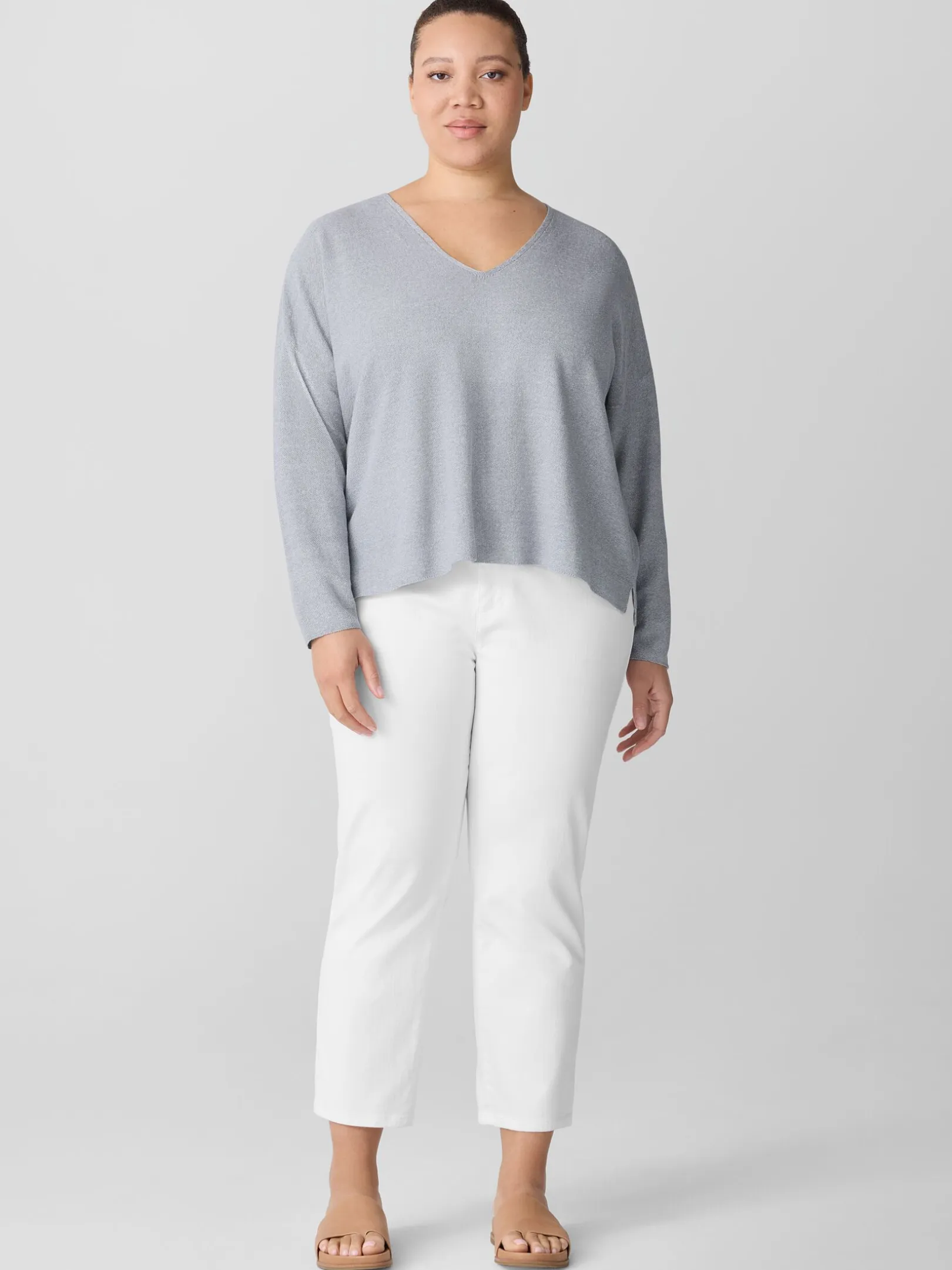 Garment-Dyed Organic Cotton Denim Cropped Jean