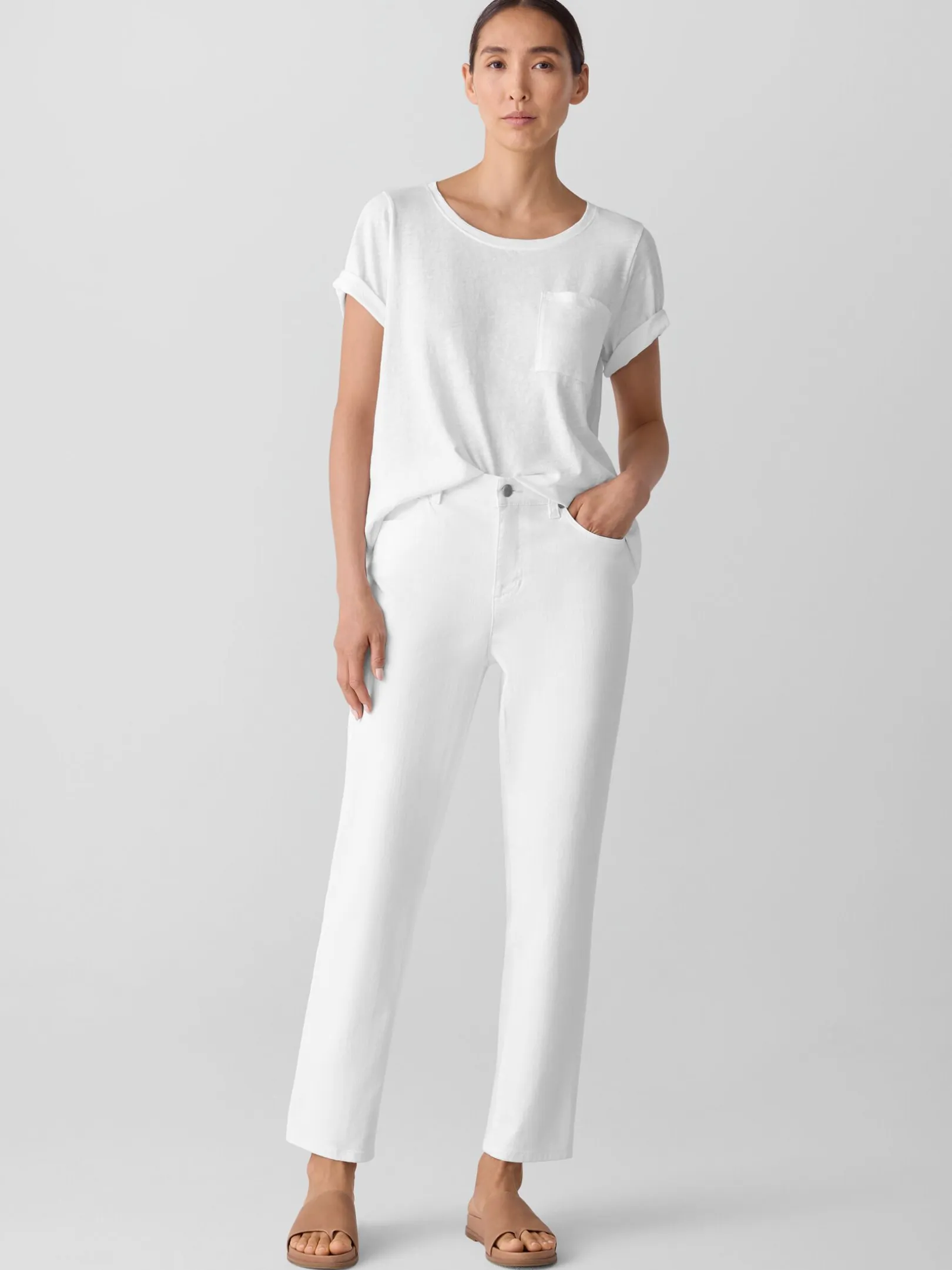 Garment-Dyed Organic Cotton Denim Slim Jean