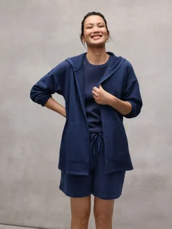 Garment-Dyed Organic Cotton Terry Hooded Jacket