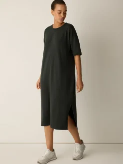 Garment-Dyed Organic Cotton Terry Crew Neck Dress