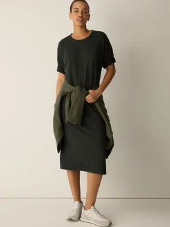 Garment-Dyed Organic Cotton Terry Crew Neck Dress