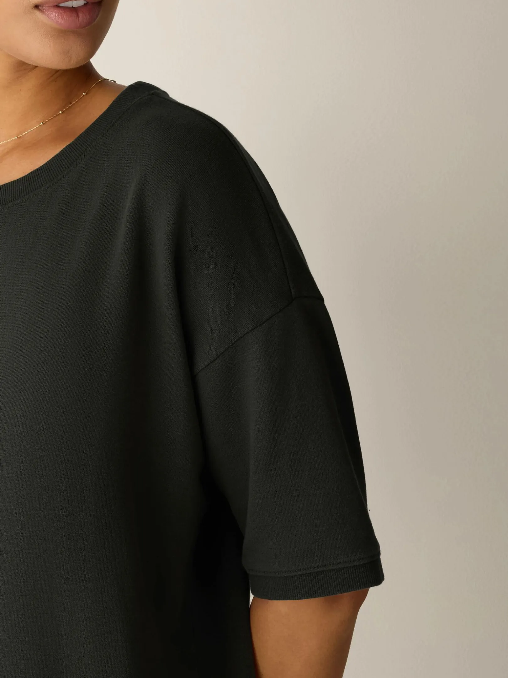 Garment-Dyed Organic Cotton Terry Crew Neck Dress