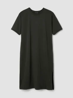 Garment-Dyed Organic Cotton Terry Crew Neck Dress