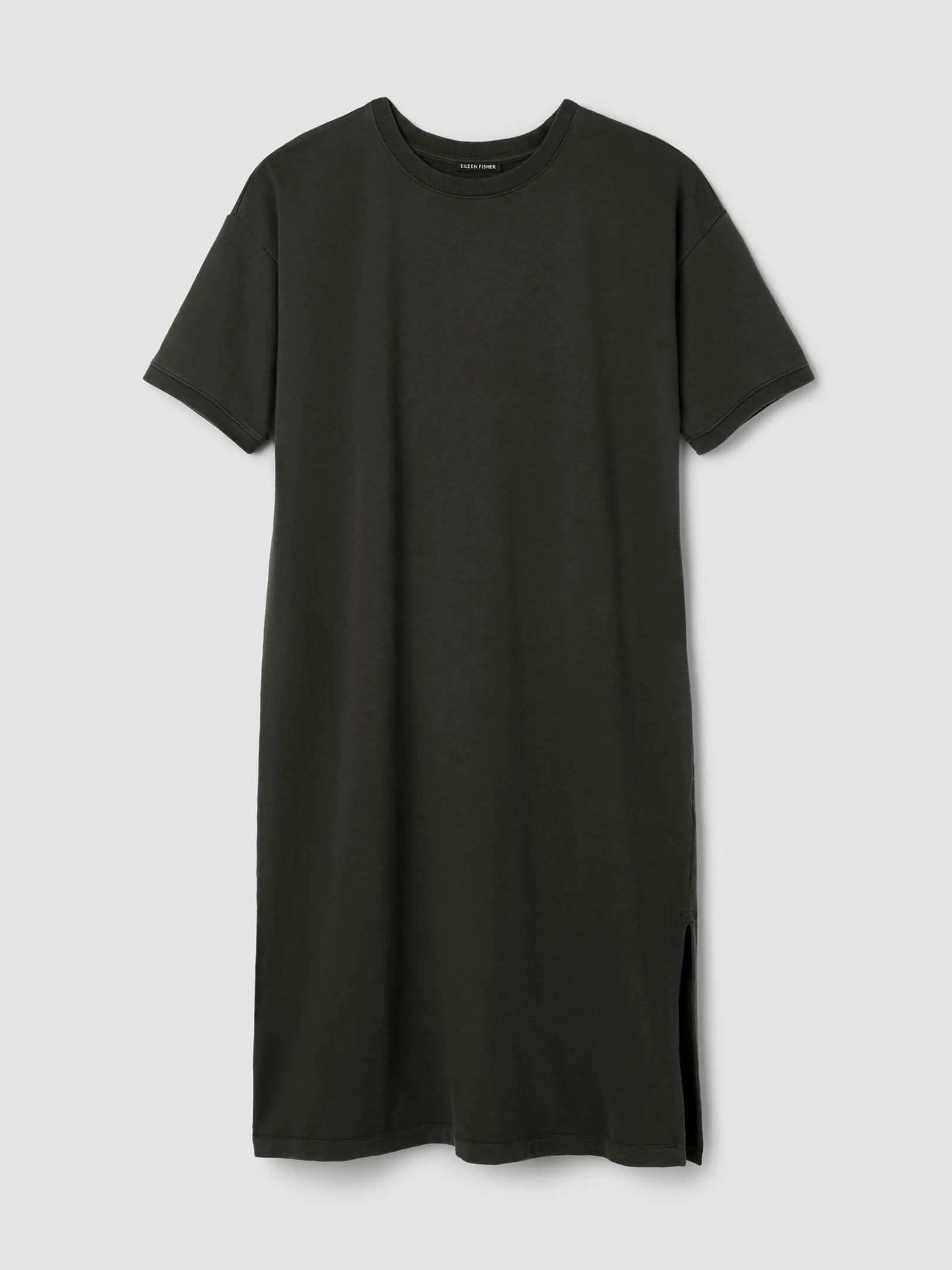 Garment-Dyed Organic Cotton Terry Crew Neck Dress