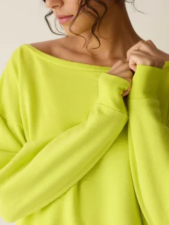 Garment-Dyed Organic Cotton Terry Bateau Neck Top