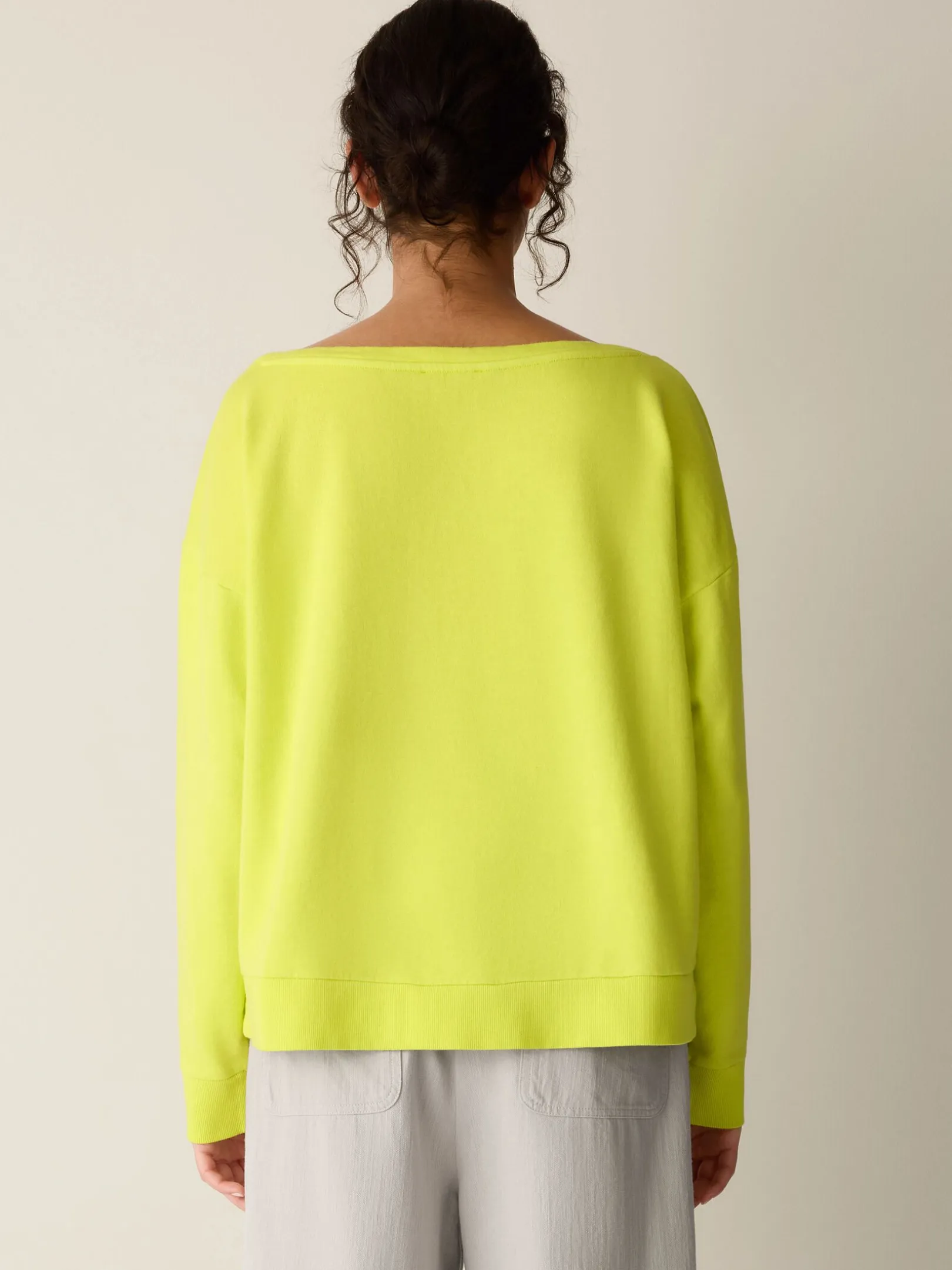 Garment-Dyed Organic Cotton Terry Bateau Neck Top
