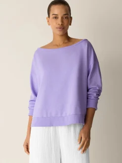 Garment-Dyed Organic Cotton Terry Bateau Neck Top