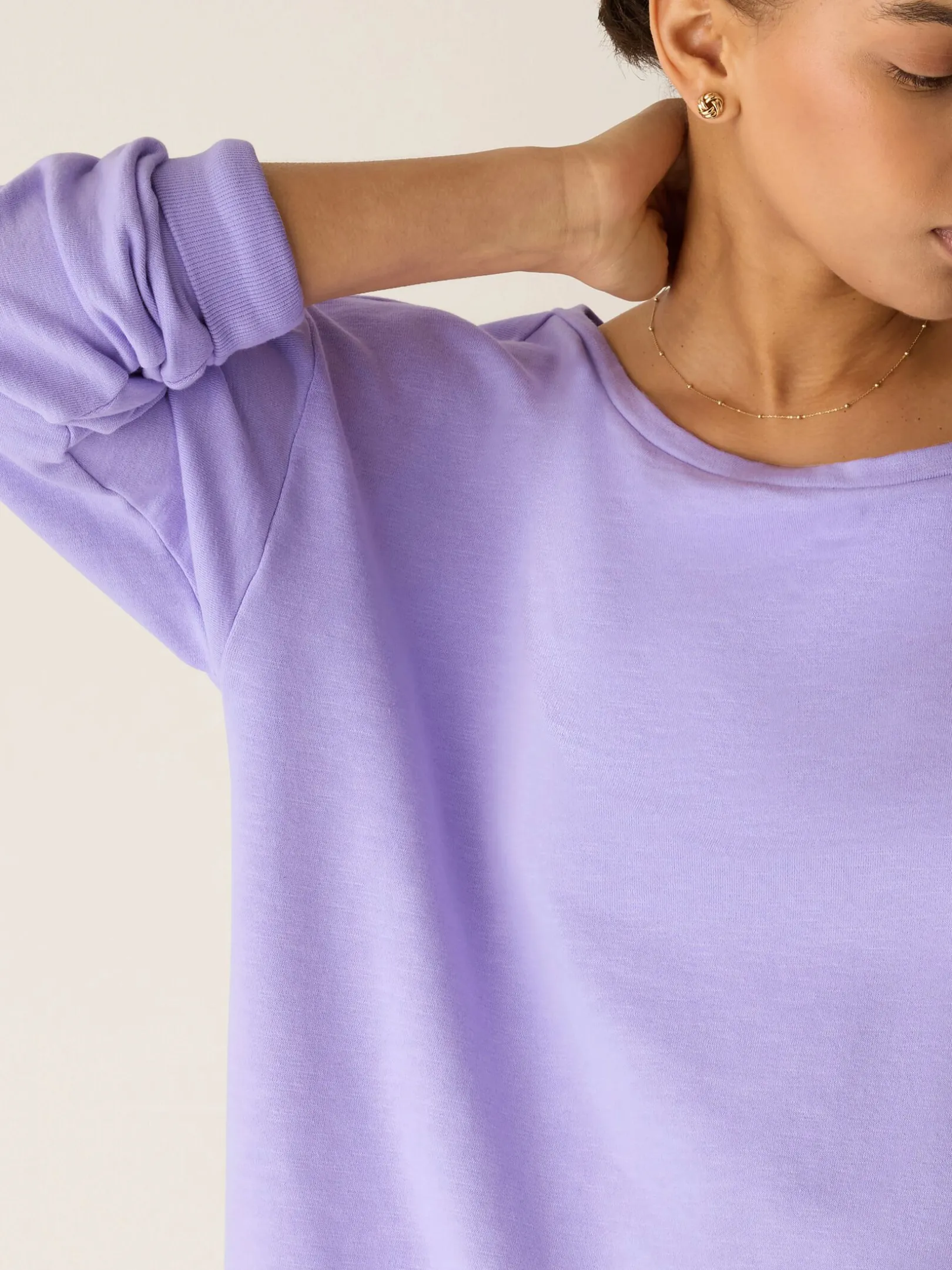 Garment-Dyed Organic Cotton Terry Bateau Neck Top