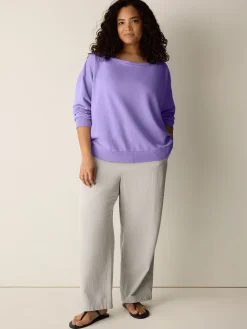 Garment-Dyed Organic Cotton Terry Bateau Neck Top