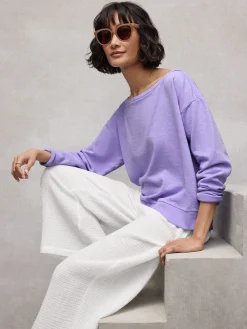 Garment-Dyed Organic Cotton Terry Bateau Neck Top