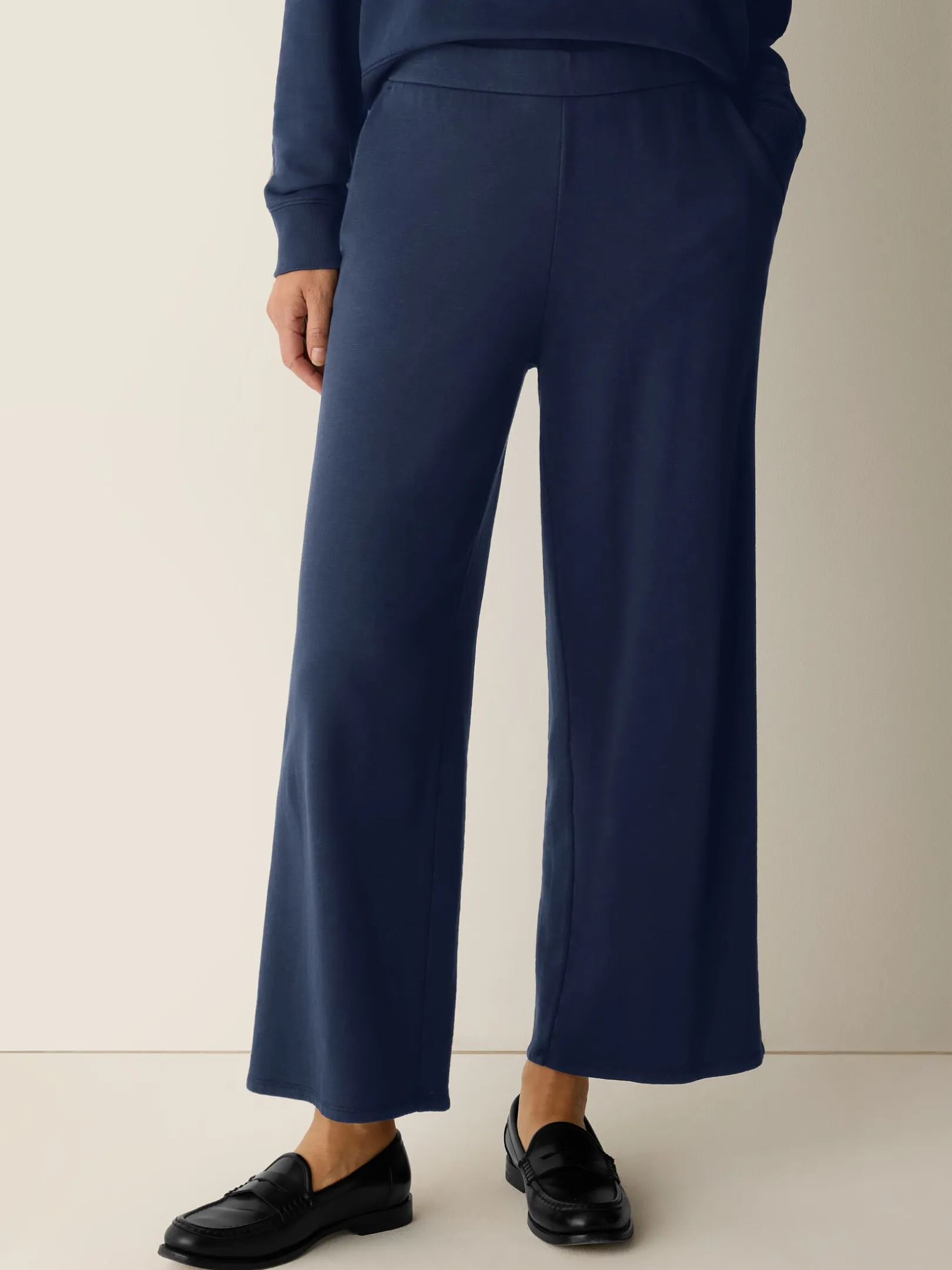 Garment-Dyed Organic Cotton Terry Wide-Leg Pant
