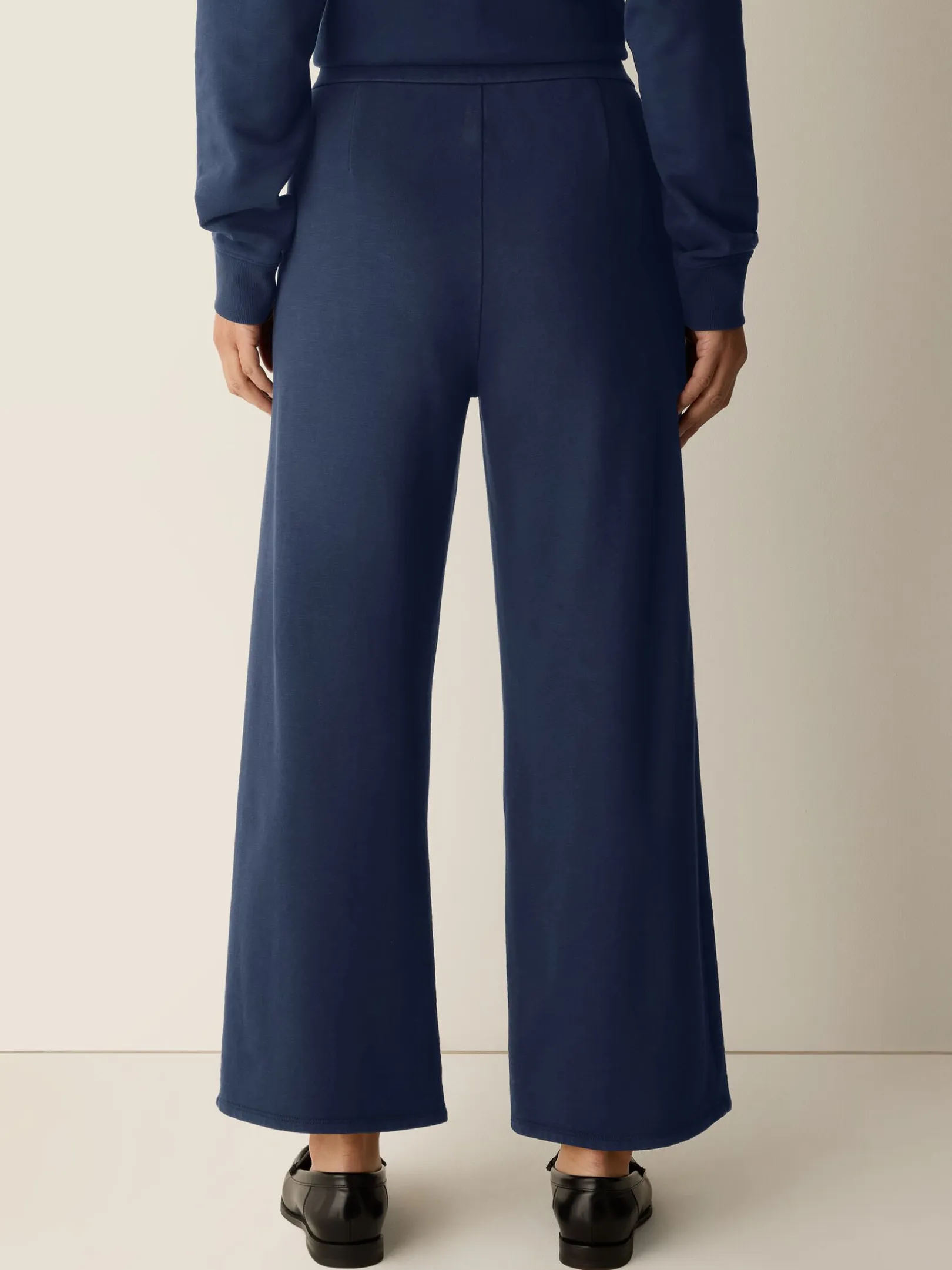Garment-Dyed Organic Cotton Terry Wide-Leg Pant