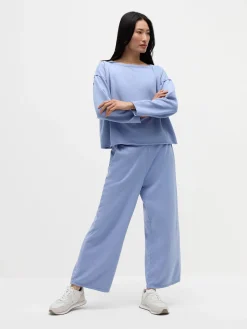 Garment-Dyed Organic Cotton Terry Wide-Leg Pant