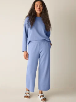Garment-Dyed Organic Cotton Terry Wide-Leg Pant