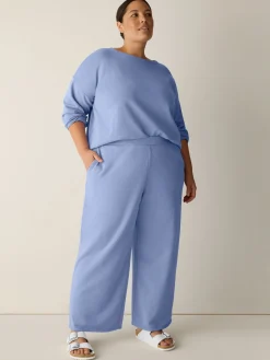 Garment-Dyed Organic Cotton Terry Wide-Leg Pant