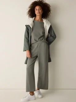 Garment-Dyed Organic Cotton Terry Wide-Leg Pant