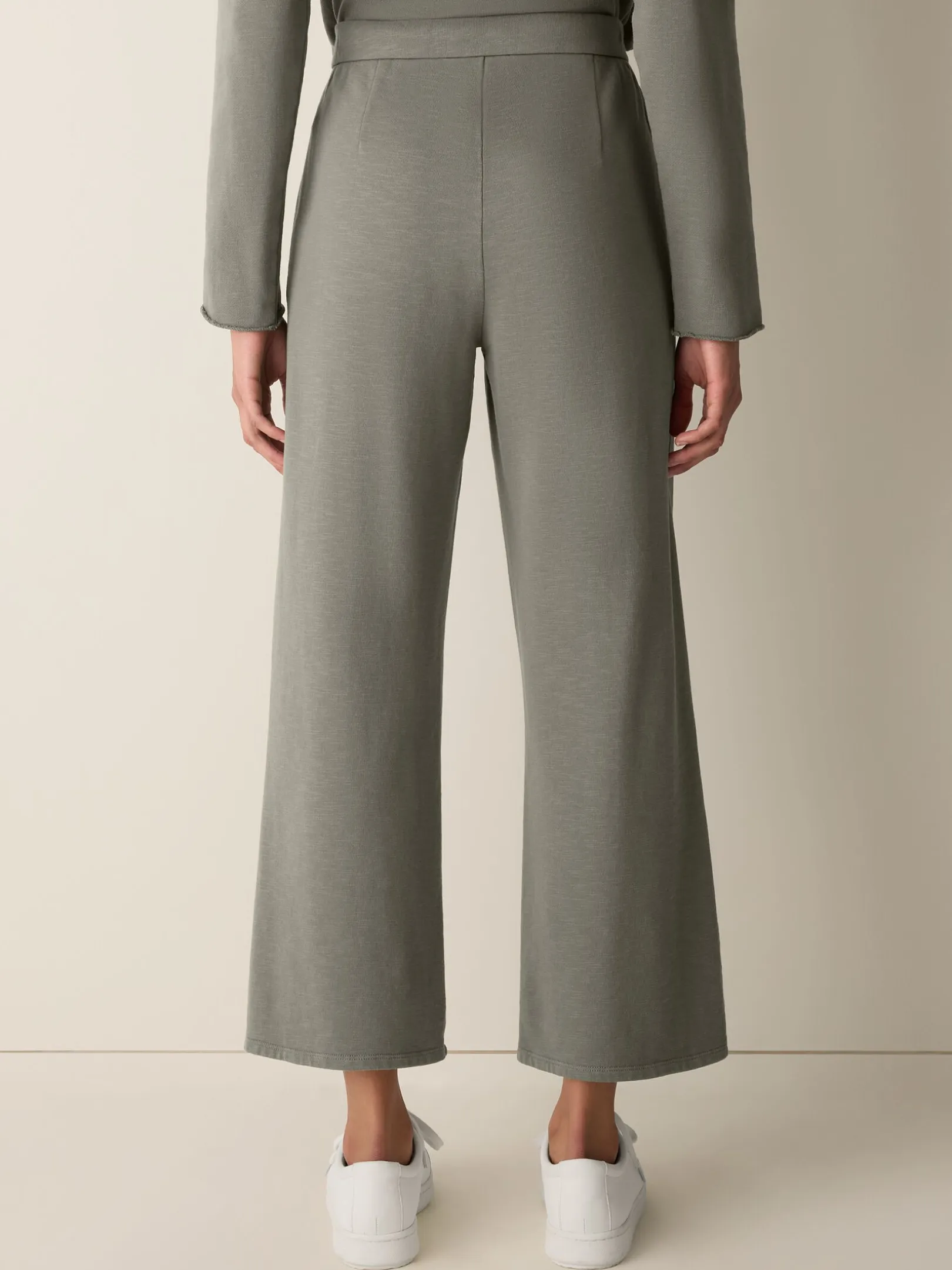 Garment-Dyed Organic Cotton Terry Wide-Leg Pant