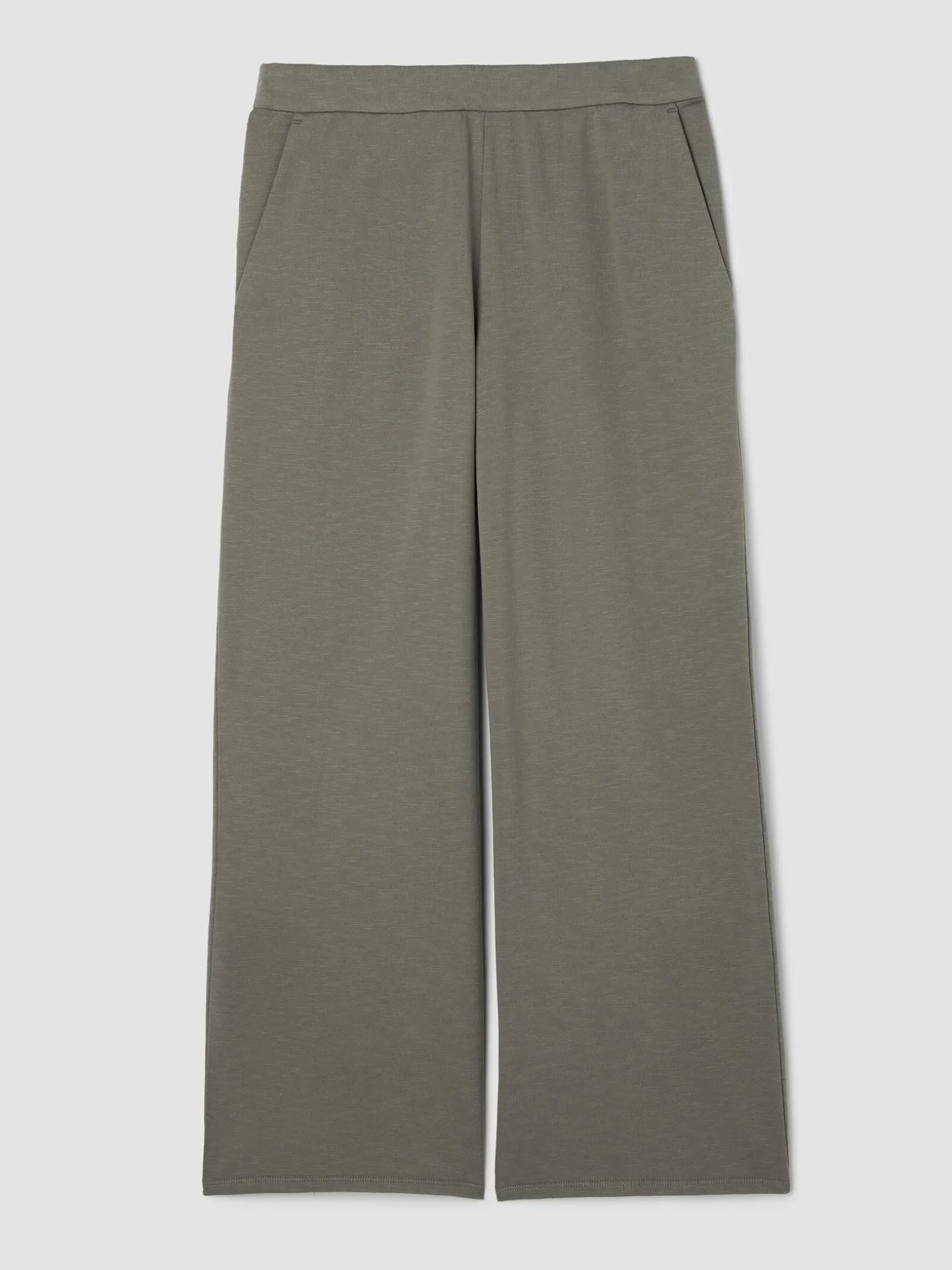Garment-Dyed Organic Cotton Terry Wide-Leg Pant
