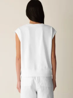 Garment-Dyed Organic Cotton Terry V-Neck Top