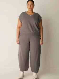 Garment-Dyed Organic Cotton Terry V-Neck Top