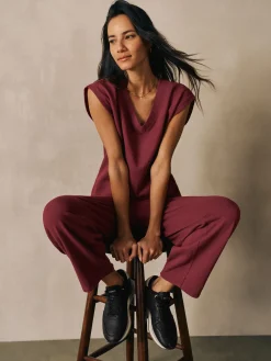 Garment-Dyed Organic Cotton Terry V-Neck Top