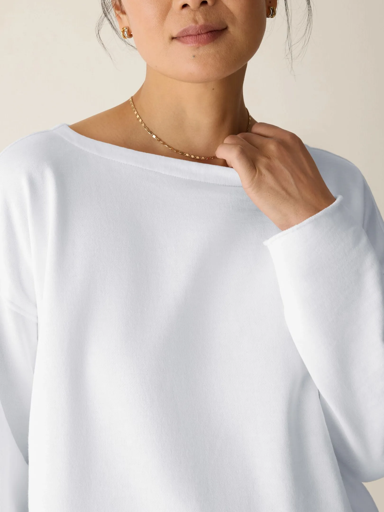 Garment-Dyed Organic Cotton Terry Bateau Neck Box-Top