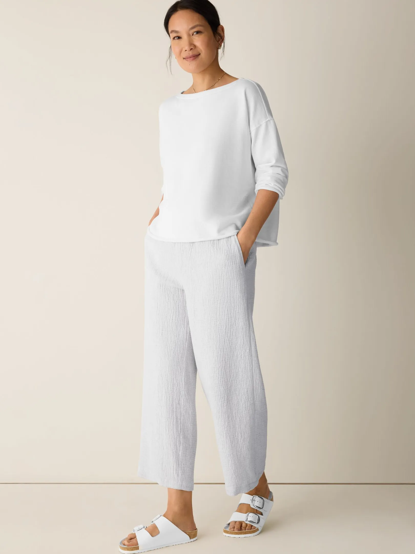 Garment-Dyed Organic Cotton Terry Bateau Neck Box-Top