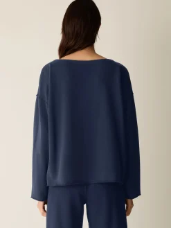 Garment-Dyed Organic Cotton Terry Bateau Neck Box-Top
