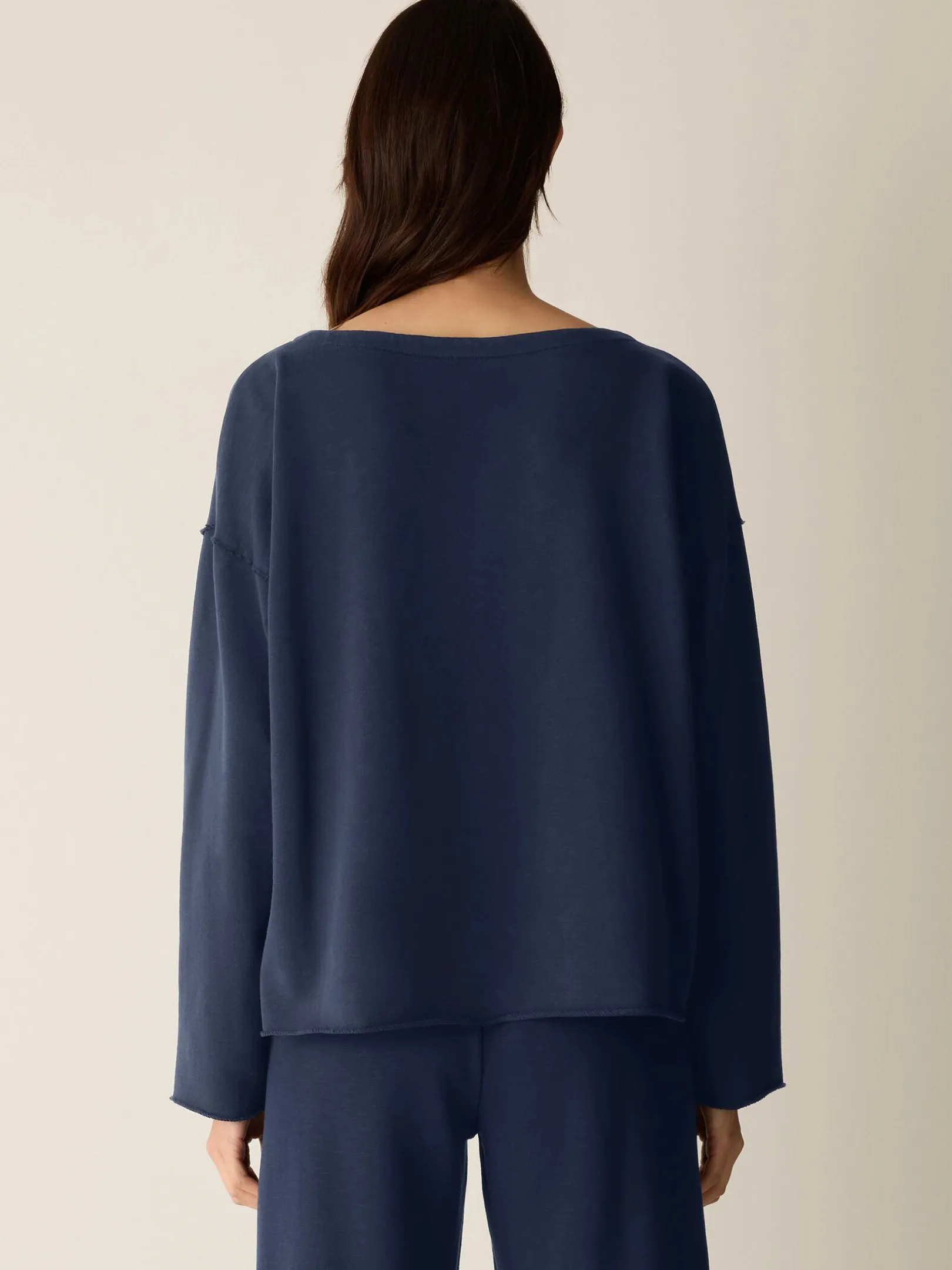 Garment-Dyed Organic Cotton Terry Bateau Neck Box-Top