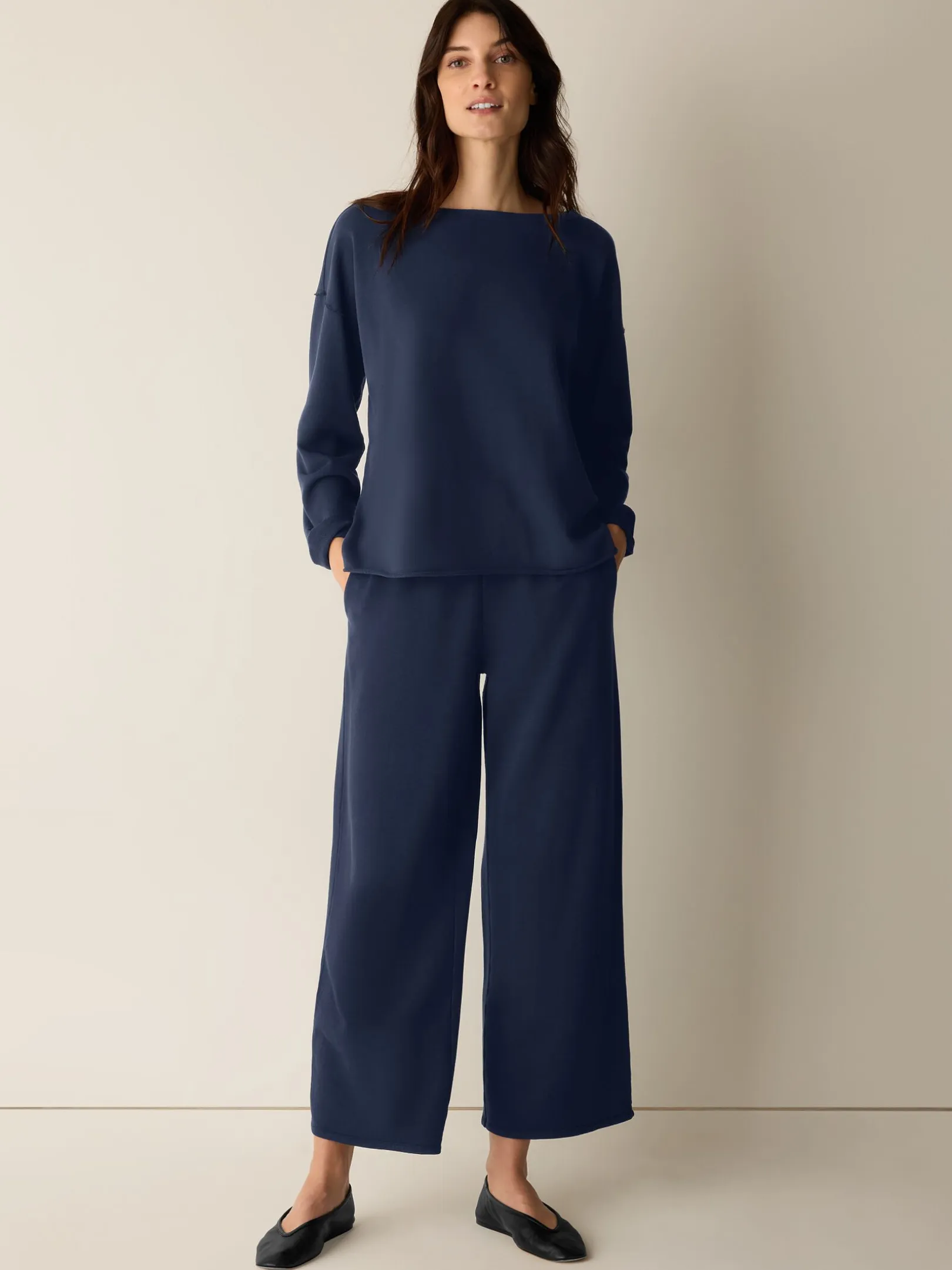 Garment-Dyed Organic Cotton Terry Bateau Neck Box-Top
