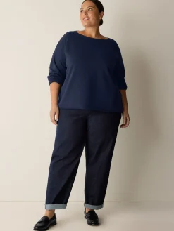 Garment-Dyed Organic Cotton Terry Bateau Neck Box-Top