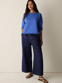 Garment-Dyed Organic Cotton Terry Bateau Neck Box-Top