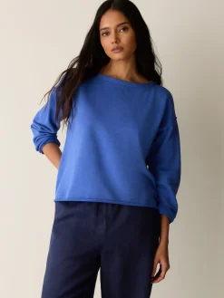 Garment-Dyed Organic Cotton Terry Bateau Neck Box-Top