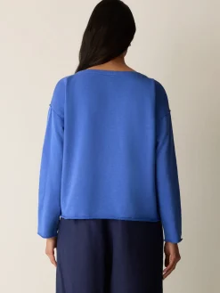 Garment-Dyed Organic Cotton Terry Bateau Neck Box-Top