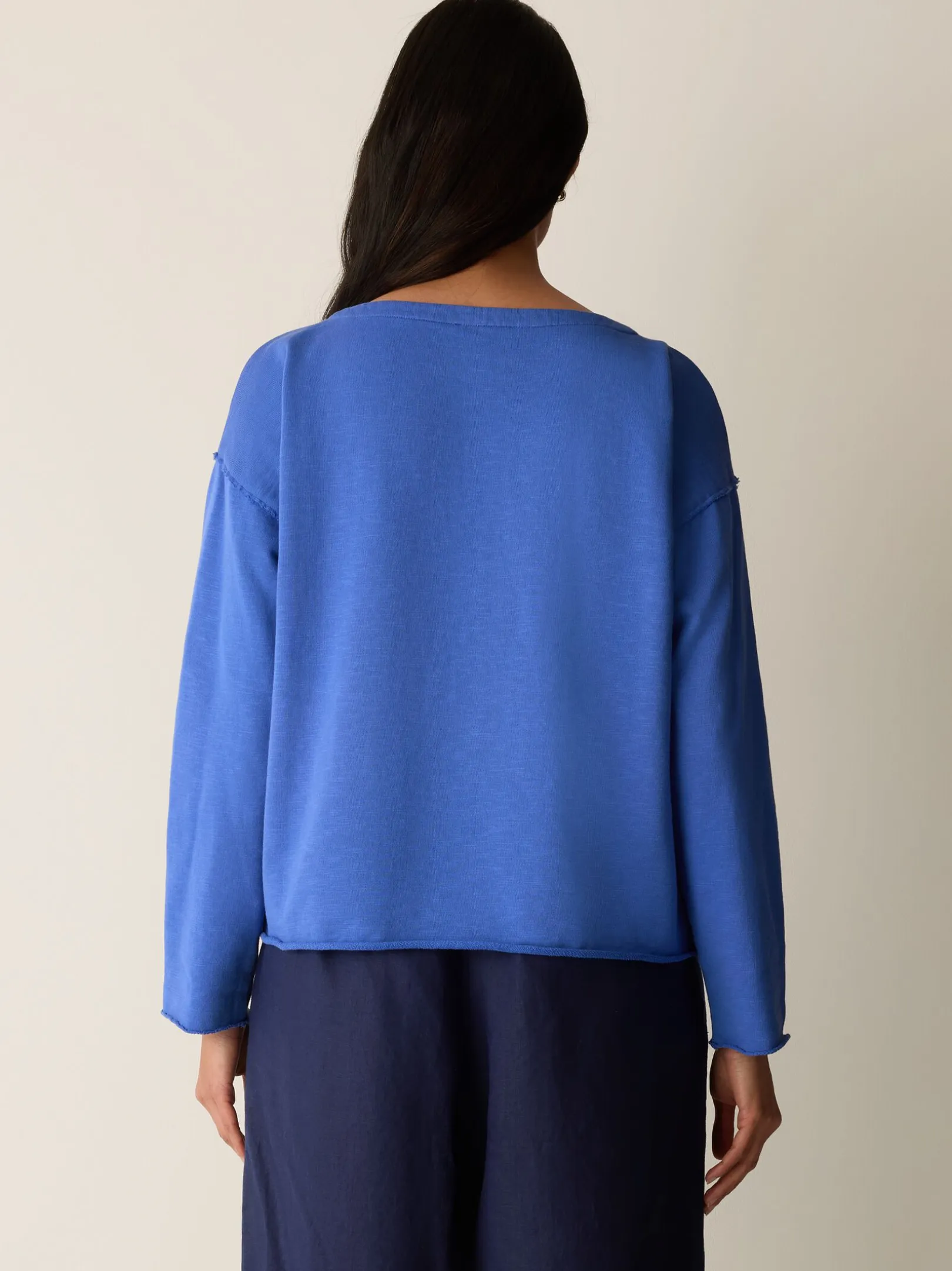 Garment-Dyed Organic Cotton Terry Bateau Neck Box-Top