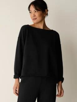 Garment-Dyed Organic Cotton Terry Bateau Neck Box-Top