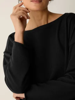 Garment-Dyed Organic Cotton Terry Bateau Neck Box-Top