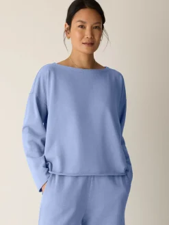 Garment-Dyed Organic Cotton Terry Bateau Neck Box-Top